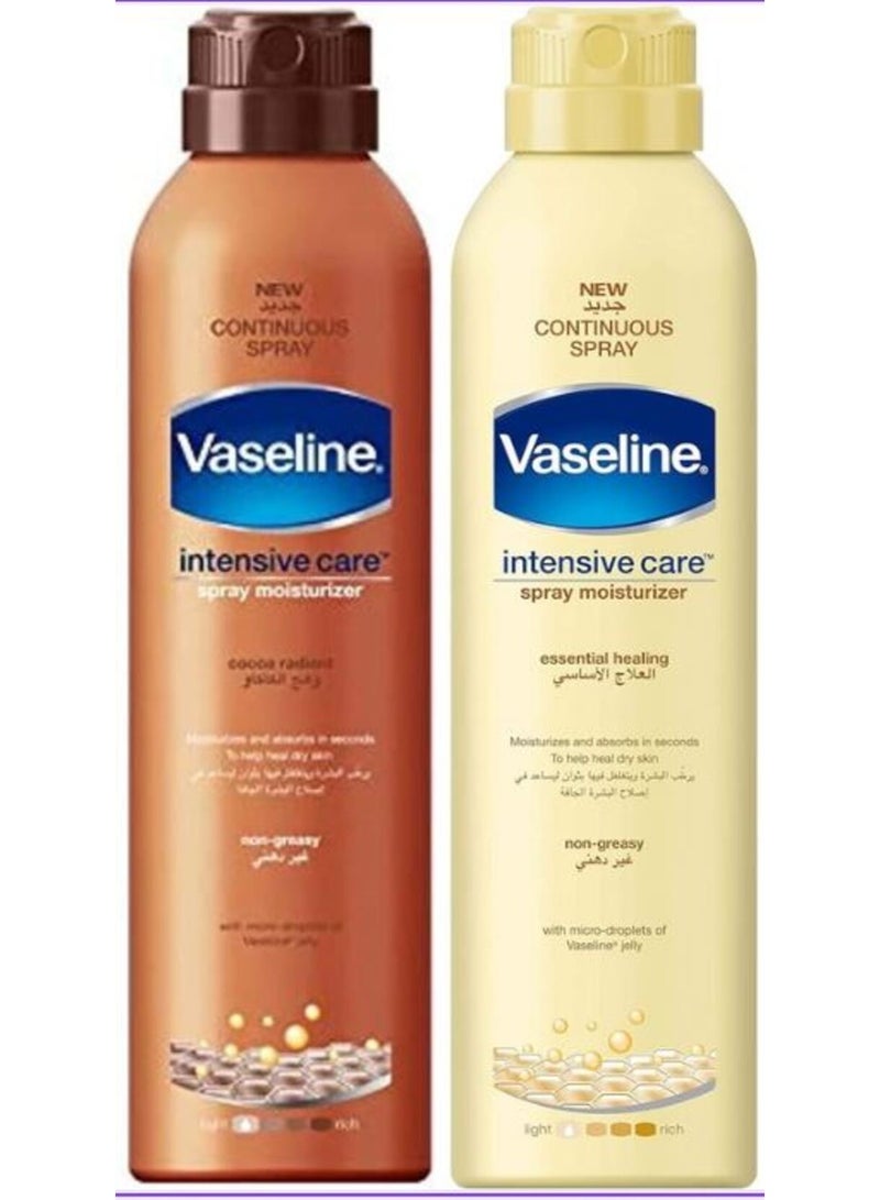 بخاخ فازلين للعناية المركزة المرطب المستمر - مجموعة الكاكاو المشرقة والمعالجة الأساسية، 190 مل لكل عبوة، قطعتان